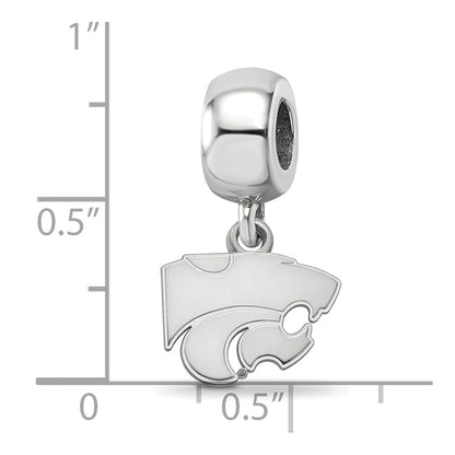 Sterling Silver Rhodium-plated LogoArt Kansas State University Wildcat Extra Small Dangle Bead Charm