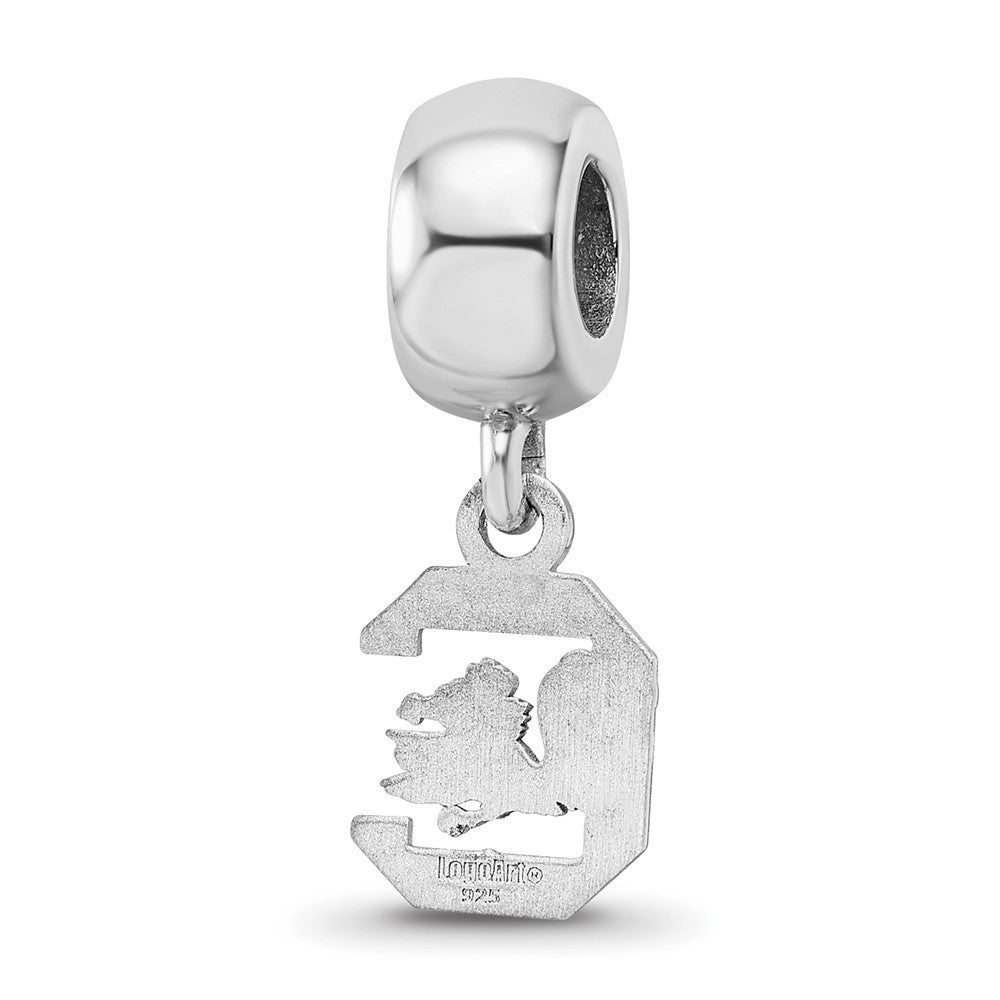 Sterling Silver Rhodium-plated LogoArt University of South Carolina Extra Small Dangle Bead Charm