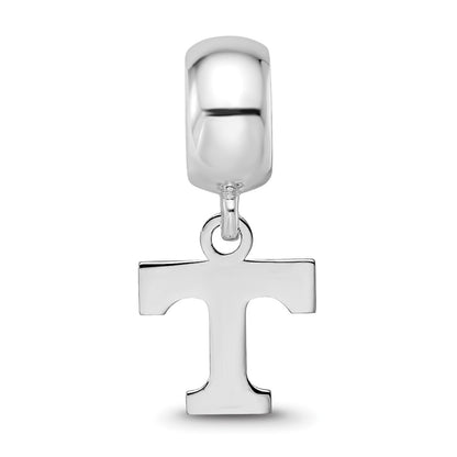 Sterling Silver Rhodium-plated LogoArt University of Tennessee Letter T Extra Small Dangle Bead Charm