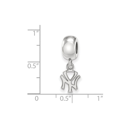 Sterling Silver Rhodium Plated Major League Baseball LogoArt New York Yankees N-Y Dangle Bead