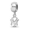 Sterling Silver Rhodium Plated Major League Baseball LogoArt New York Yankees N-Y Dangle Bead