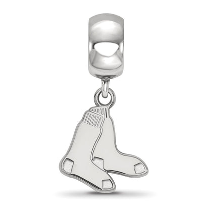 Sterling Silver Rhodium Plated Major League Baseball LogoArt Boston Red Sox Small Dangle Bead