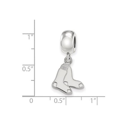 Sterling Silver Rhodium Plated Major League Baseball LogoArt Boston Red Sox Small Dangle Bead