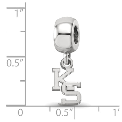 Sterling Silver Rhodium-plated LogoArt Kansas State University K-S Extra Small Dangle Bead Charm