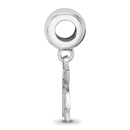 Sterling Silver Rhodium-plated LogoArt Michigan State University Spartan Small Dangle Bead Charm