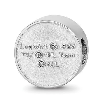 Sterling Silver Rhodium-plated NHL LogoArt Boston Bruins Enameled Bead