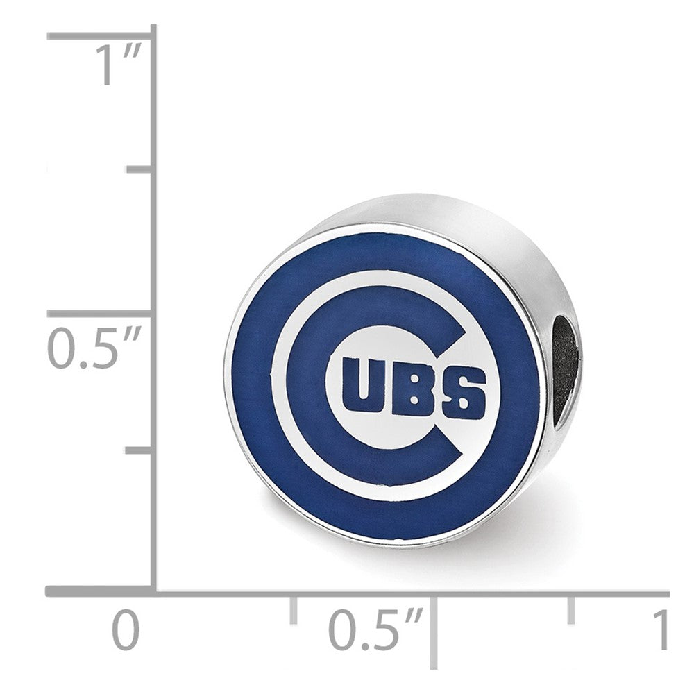 Sterling Silver Rhodium Plated Major League Baseball LogoArt Chicago Cubs Enameled Bead