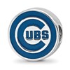 Sterling Silver Rhodium Plated Major League Baseball LogoArt Chicago Cubs Enameled Bead