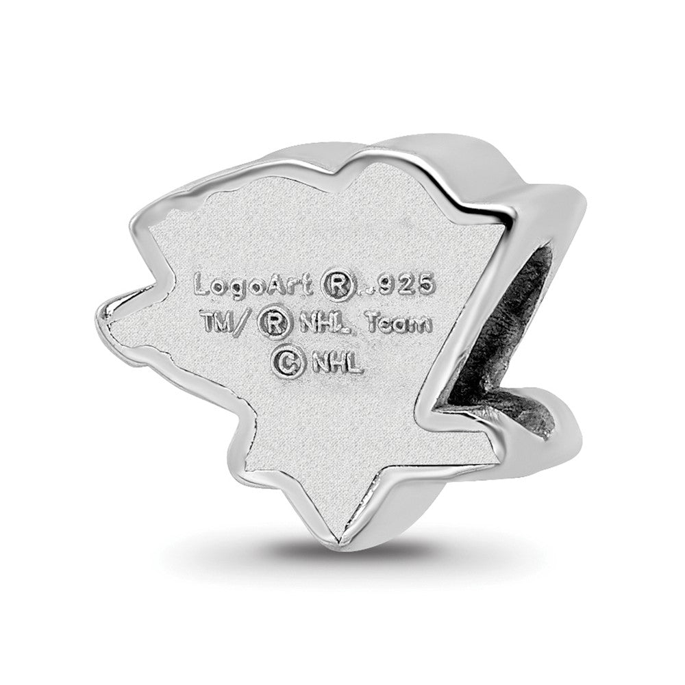 Sterling Silver Rhodium-plated NHL LogoArt Pittsburgh Penguins Logo Enameled Bead