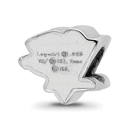 Sterling Silver Rhodium-plated NHL LogoArt Pittsburgh Penguins Logo Enameled Bead