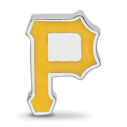 Sterling Silver Rhodium Plated Major League Baseball LogoArt Pittsburgh Pirates Enameled Bead