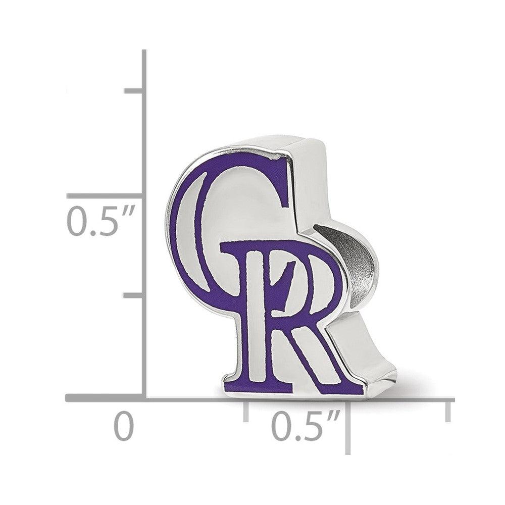 Sterling Silver Rhodium Plated Major League Baseball LogoArt Colorado Rockies Enameled Bead
