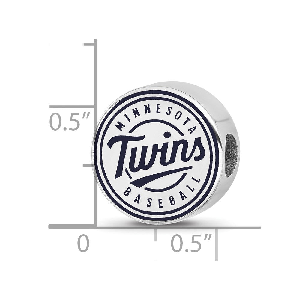 Sterling Silver Rhodium Plated Major League Baseball LogoArt Minnesota Twins Enamel Bead