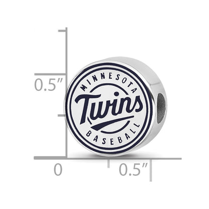 Sterling Silver Rhodium Plated Major League Baseball LogoArt Minnesota Twins Enamel Bead