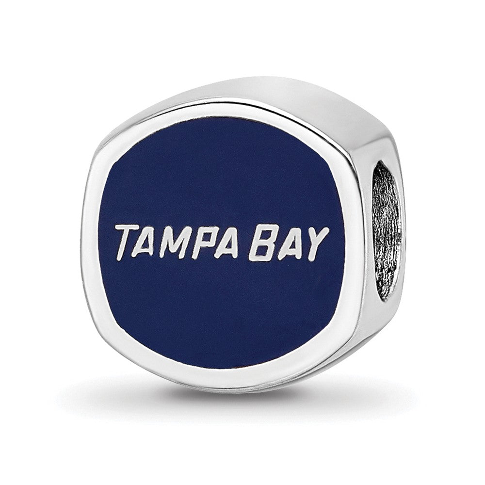 Sterling Silver NHL LogoArt Tampa Bay Lightning Cushion Shaped Enameled Logo Bead