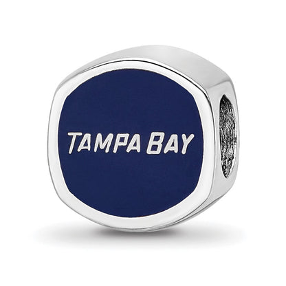 Sterling Silver NHL LogoArt Tampa Bay Lightning Cushion Shaped Enameled Logo Bead