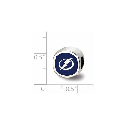 Sterling Silver NHL LogoArt Tampa Bay Lightning Cushion Shaped Enameled Logo Bead