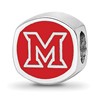 Sterling Silver Rhodium-plated LogoArt Miami University Ohio Double Logo Enameled Bead