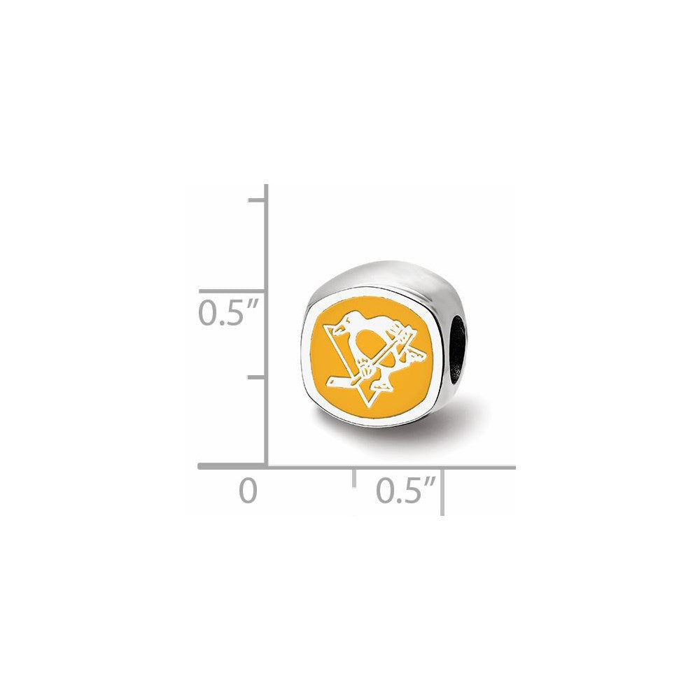 Sterling Silver NHL LogoArt Pittsburgh Penguins Enameled Double Logo Bead