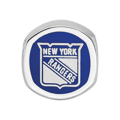 Sterling Silver RH-plated LogoArt New York Rangers Banner Enamel Bead