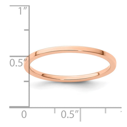 14K Rose Gold 1.2mm Flat Polished Stackable Band Size 7.5
