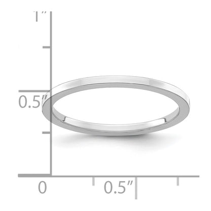 14K White Gold 1.2mm Flat Polished Stackable Band Size 6