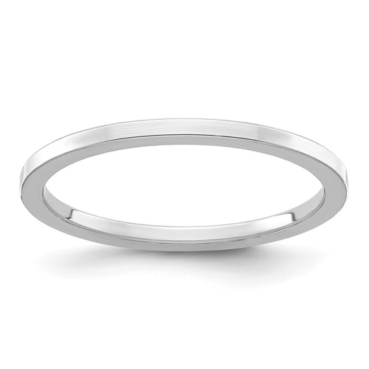 14K White Gold 1.2mm Flat Polished Stackable Band Size 4.5