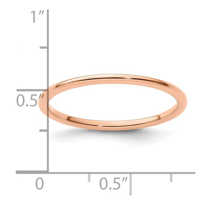 14K Rose Gold 1.2mm Half Round Polished Stackable Band Size 5