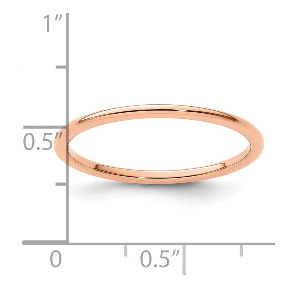 14K Rose Gold 1.2mm Half Round Polished Stackable Band Size 6