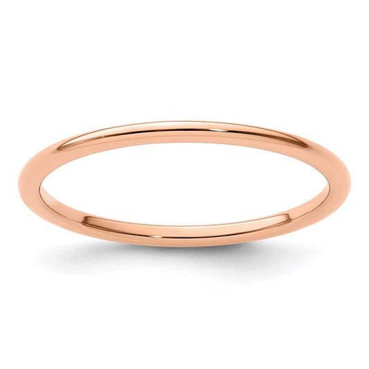14K Rose Gold 1.2mm Half Round Polished Stackable Band Size 9