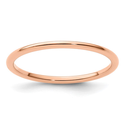 14K Rose Gold 1.2mm Half Round Polished Stackable Band Size 6.5