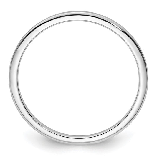 14K White Gold 1.2mm Half Round Polished Stackable Band Size 10