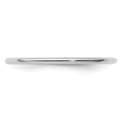 14K White Gold 1.2mm Half Round Polished Stackable Band Size 10
