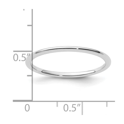 14K White Gold 1.2mm Half Round Polished Stackable Band Size 9