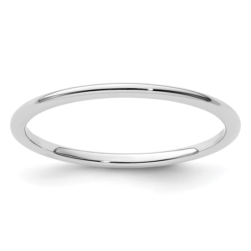14K White Gold 1.2mm Half Round Polished Stackable Band Size 9