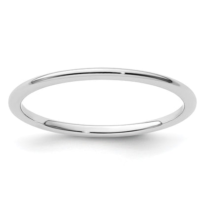 14K White Gold 1.2mm Half Round Polished Stackable Band Size 9