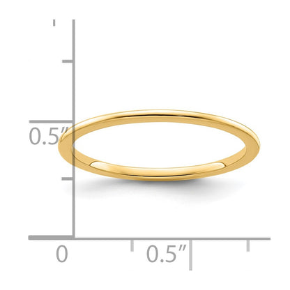 14K Yellow Gold 1.2mm Half Round Polished Stackable Band Size 5