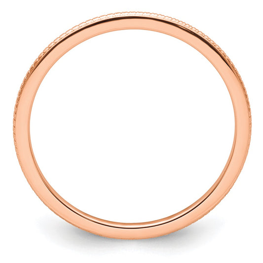 14K Rose Gold 1.2mm Beaded Stackable Band Size 7