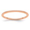 14K Rose Gold 1.2mm Beaded Stackable Band Size 7