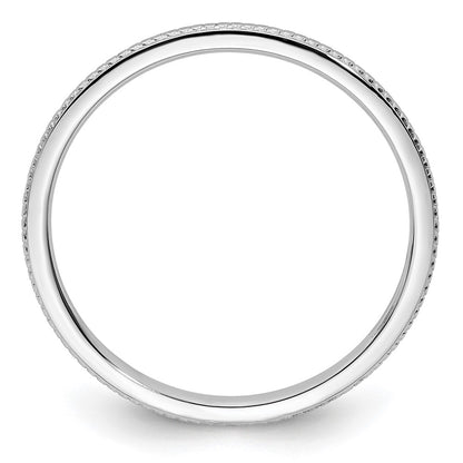 14K White Gold 1.2mm Beaded Stackable Band Size 8