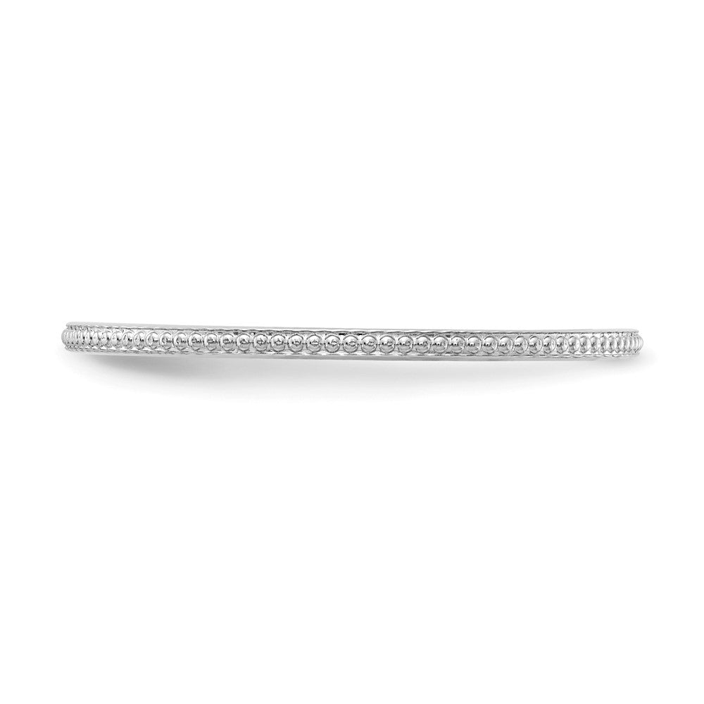 14K White Gold 1.2mm Beaded Stackable Band Size 6