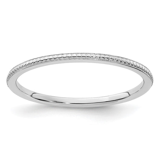 14K White Gold 1.2mm Beaded Stackable Band Size 4.5