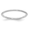 14K White Gold 1.2mm Beaded Stackable Band Size 8