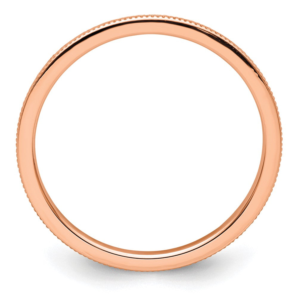 14K Rose Gold 1.2mm Milgrain Stackable Band Size 8.5