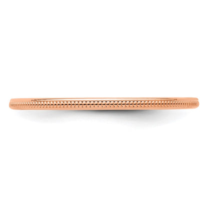 14K Rose Gold 1.2mm Milgrain Stackable Band Size 8.5