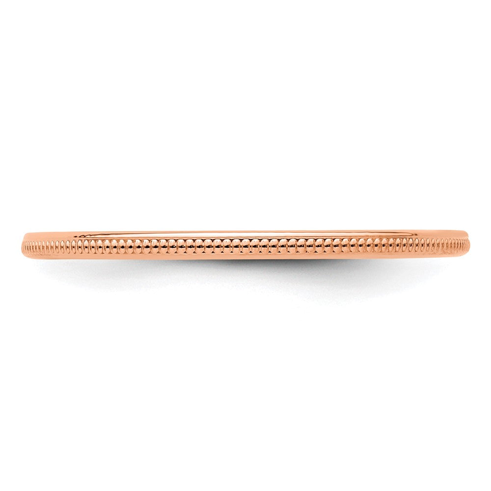 14K Rose Gold 1.2mm Milgrain Stackable Band Size 5