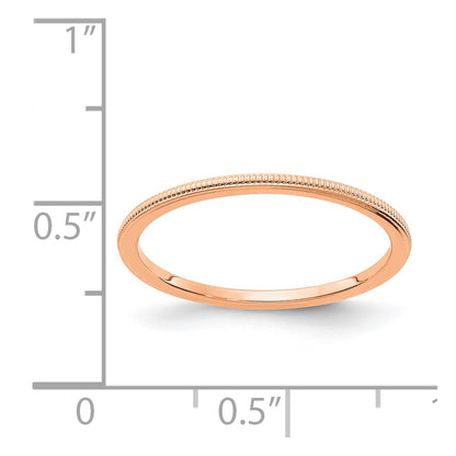 14K Rose Gold 1.2mm Milgrain Stackable Band Size 5.5