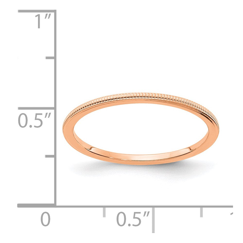 14K Rose Gold 1.2mm Milgrain Stackable Band Size 8.5