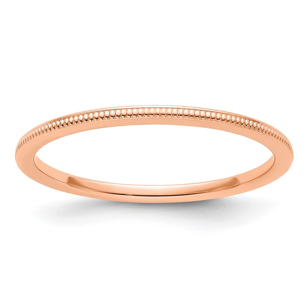 14K Rose Gold 1.2mm Milgrain Stackable Band Size 9.5