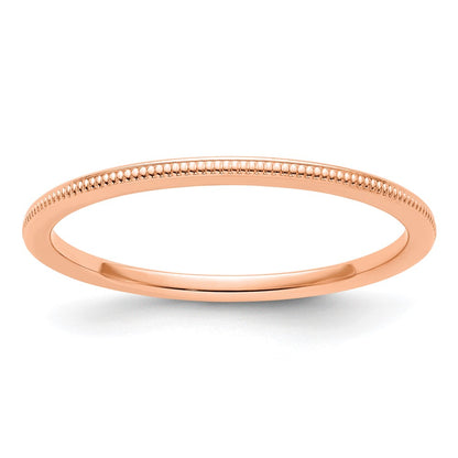 14K Rose Gold 1.2mm Milgrain Stackable Band Size 9.5